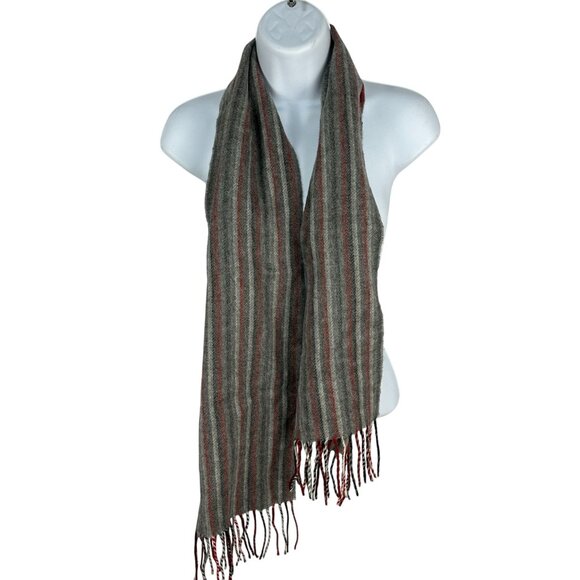 Vintage Cashmink Striped Scarf With Fringe 100% Acrylic Made In Germany - Picture 1 of 3